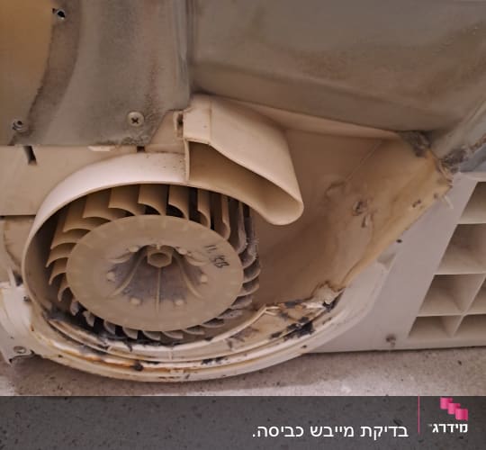 מאוורר פלסטיק עם סימני לכלוך וחלודה